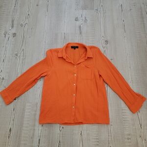 RD & Koko Orange Women's Long-Sleeved Button Down Shirt With Chest Pocket